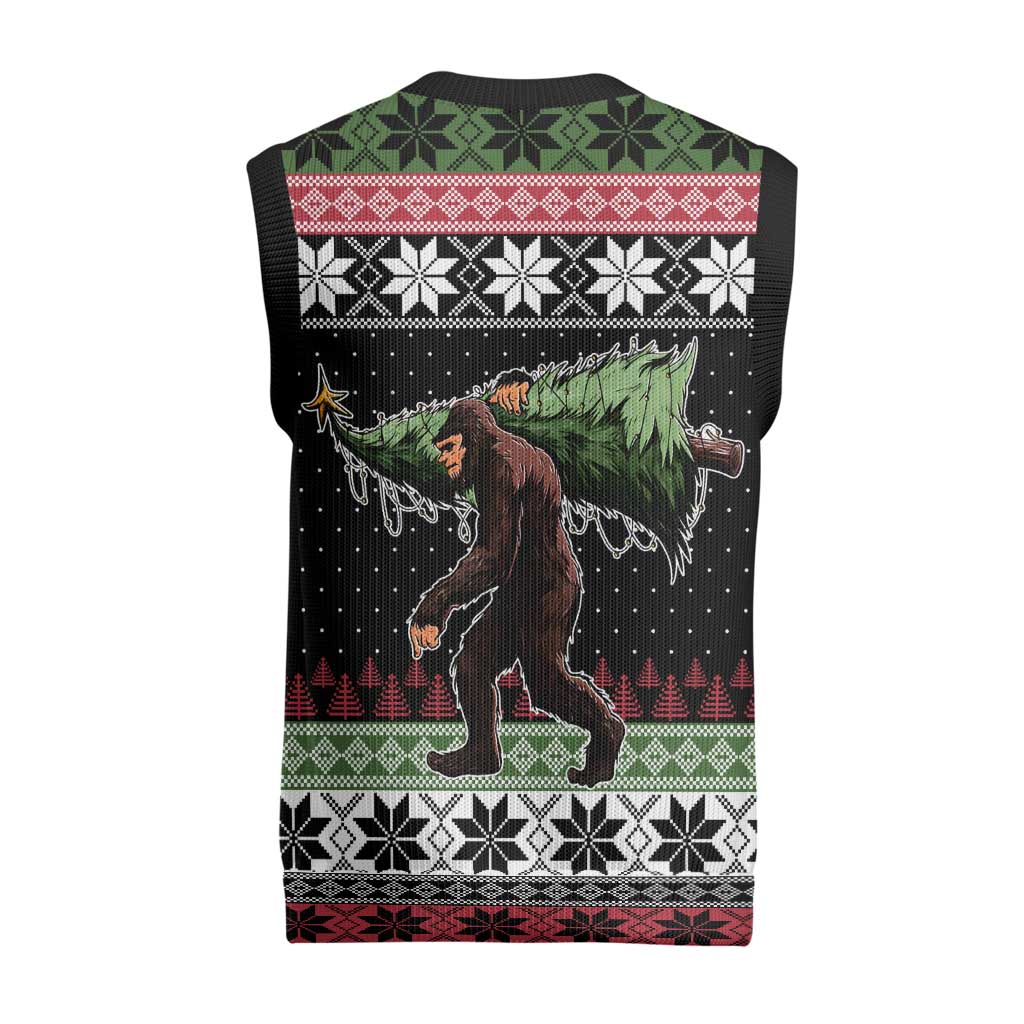 Funny Bigfoot Christmas Knitted V-Neck Vest Xmas Holiday Patterns - Wonder Print Shop