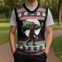 Funny Bigfoot Christmas Knitted V-Neck Vest Xmas Holiday Patterns - Wonder Print Shop
