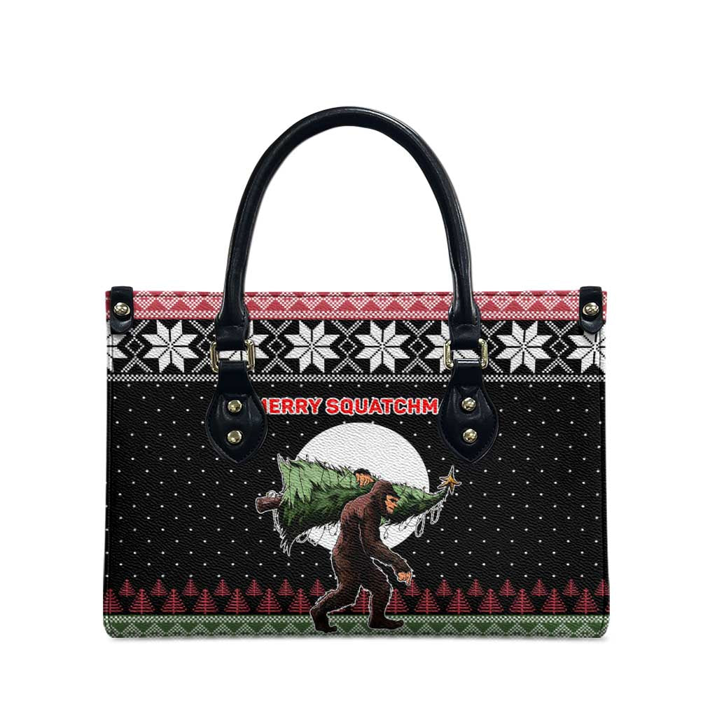 Funny Bigfoot Christmas Leather Bag Xmas Holiday Patterns - Wonder Print Shop