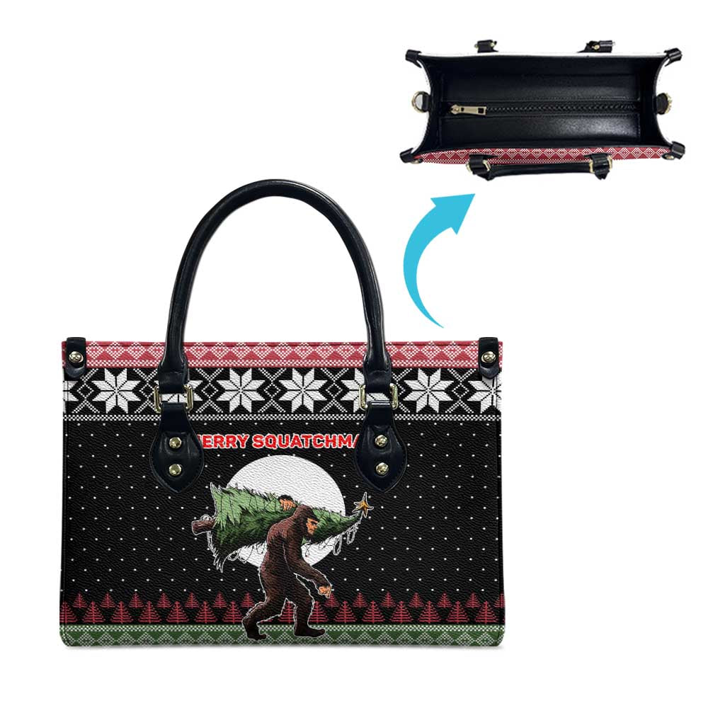 Funny Bigfoot Christmas Leather Bag Xmas Holiday Patterns - Wonder Print Shop