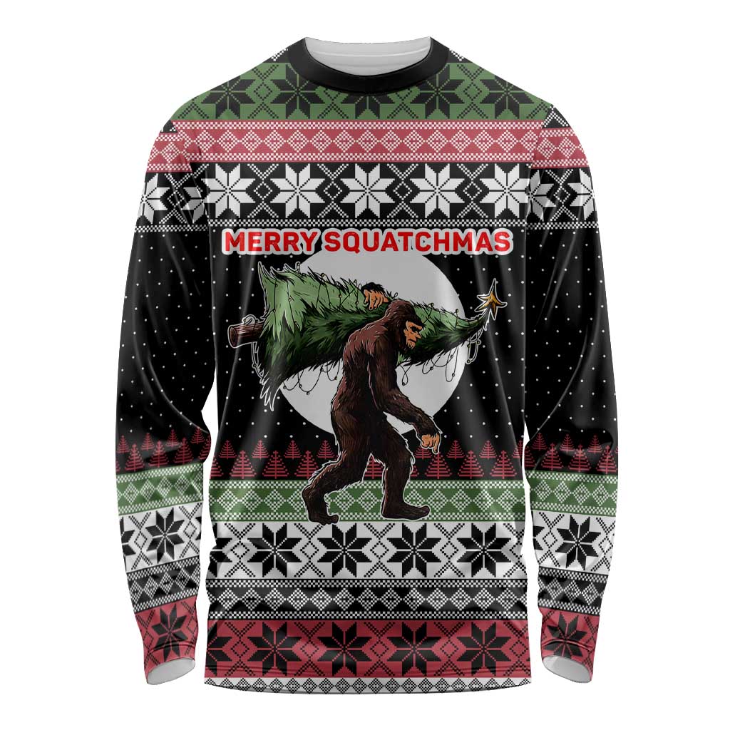Funny Bigfoot Christmas Long Sleeve Shirt Xmas Holiday Patterns - Wonder Print Shop