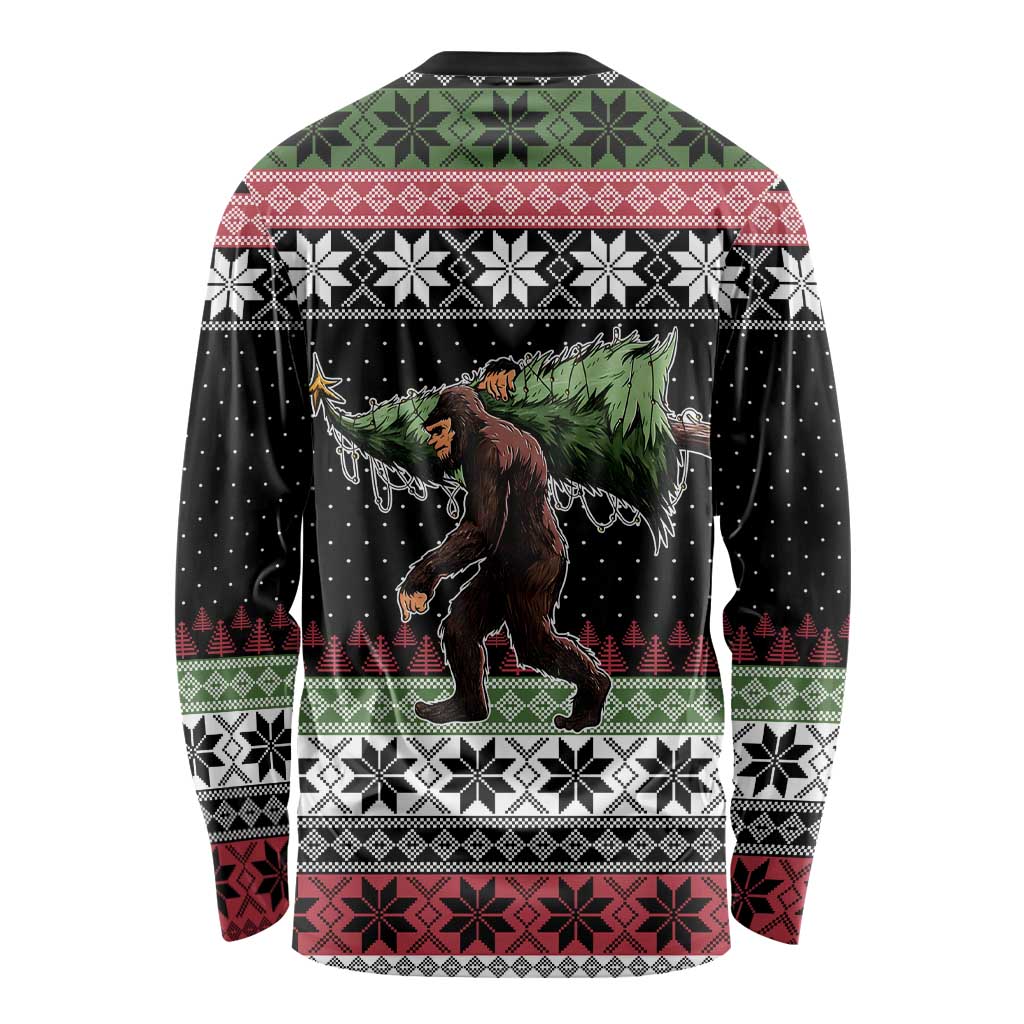Funny Bigfoot Christmas Long Sleeve Shirt Xmas Holiday Patterns - Wonder Print Shop