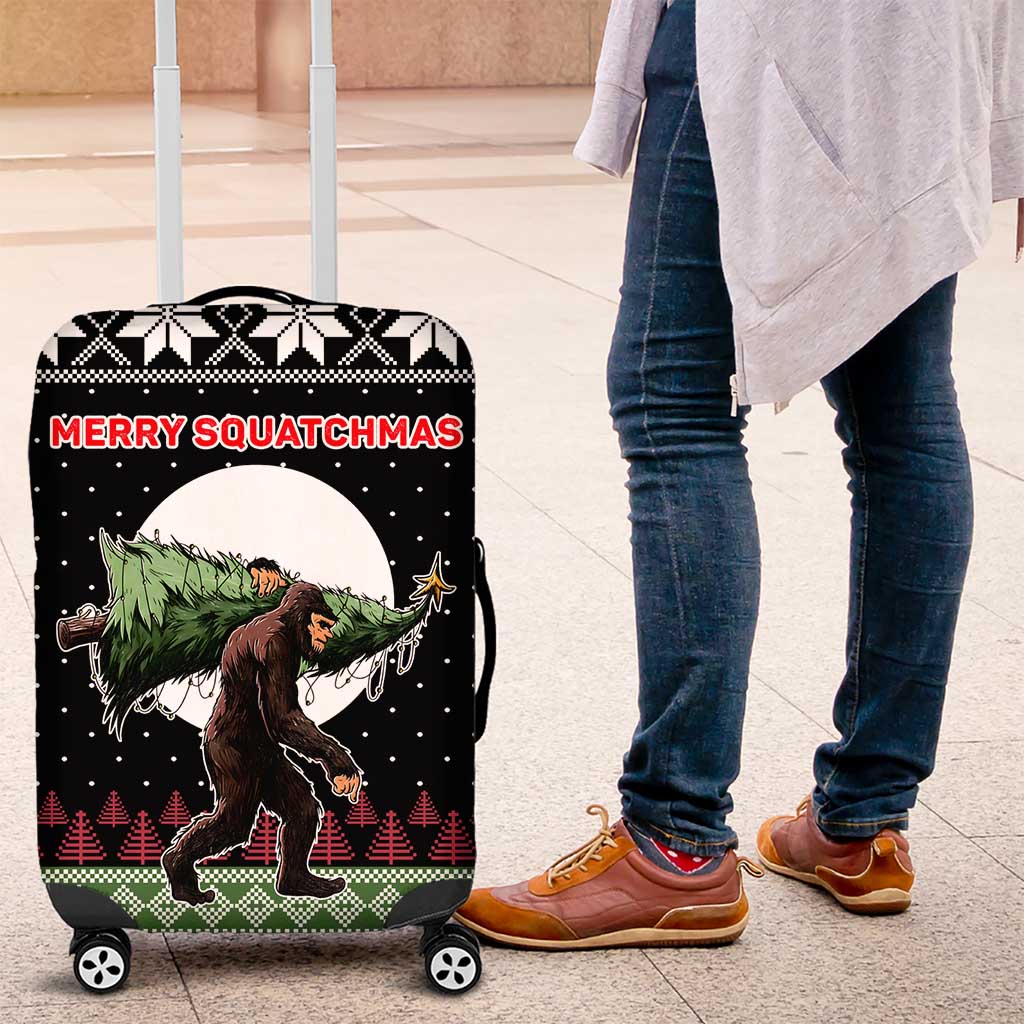 Funny Bigfoot Christmas Luggage Cover Xmas Holiday Patterns - Wonder Print Shop