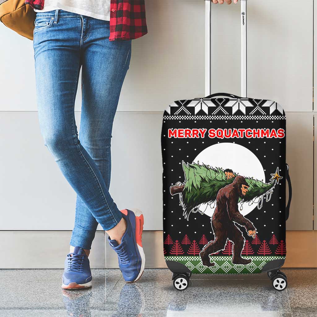 Funny Bigfoot Christmas Luggage Cover Xmas Holiday Patterns - Wonder Print Shop
