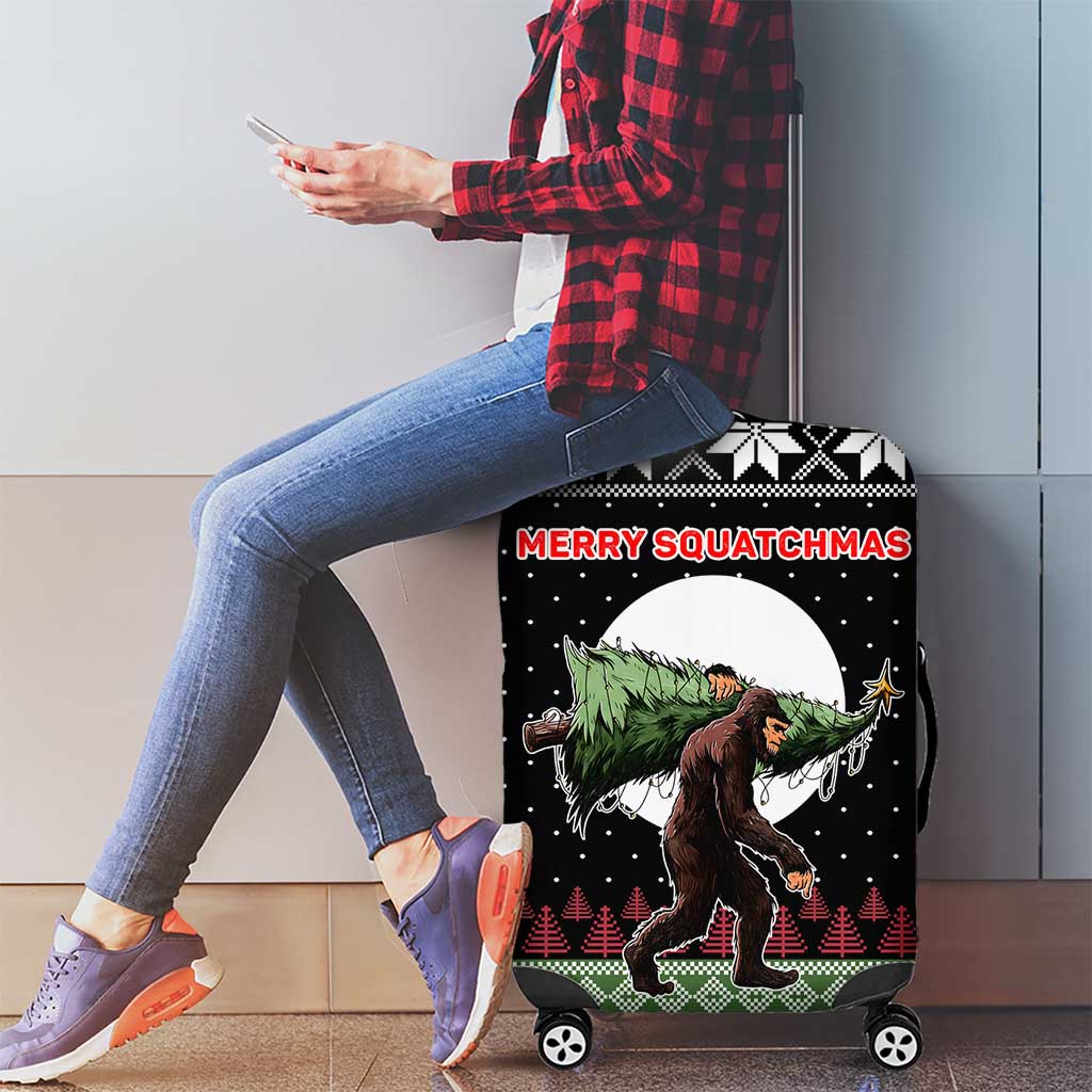 Funny Bigfoot Christmas Luggage Cover Xmas Holiday Patterns - Wonder Print Shop