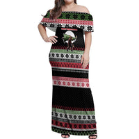 Funny Bigfoot Christmas Off Shoulder Maxi Dress Xmas Holiday Patterns - Wonder Print Shop