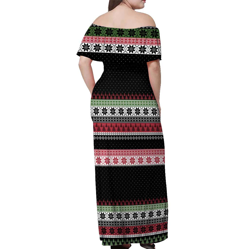 Funny Bigfoot Christmas Off Shoulder Maxi Dress Xmas Holiday Patterns - Wonder Print Shop