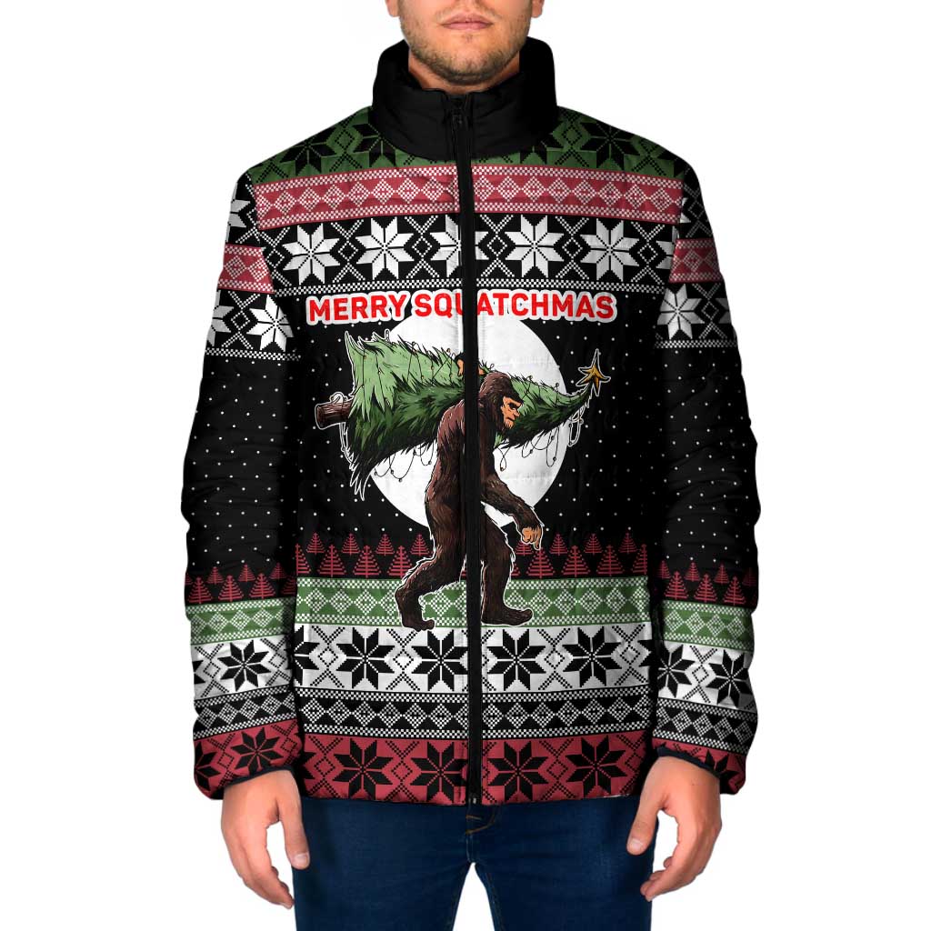 Funny Bigfoot Christmas Padded Jacket Xmas Holiday Patterns - Wonder Print Shop