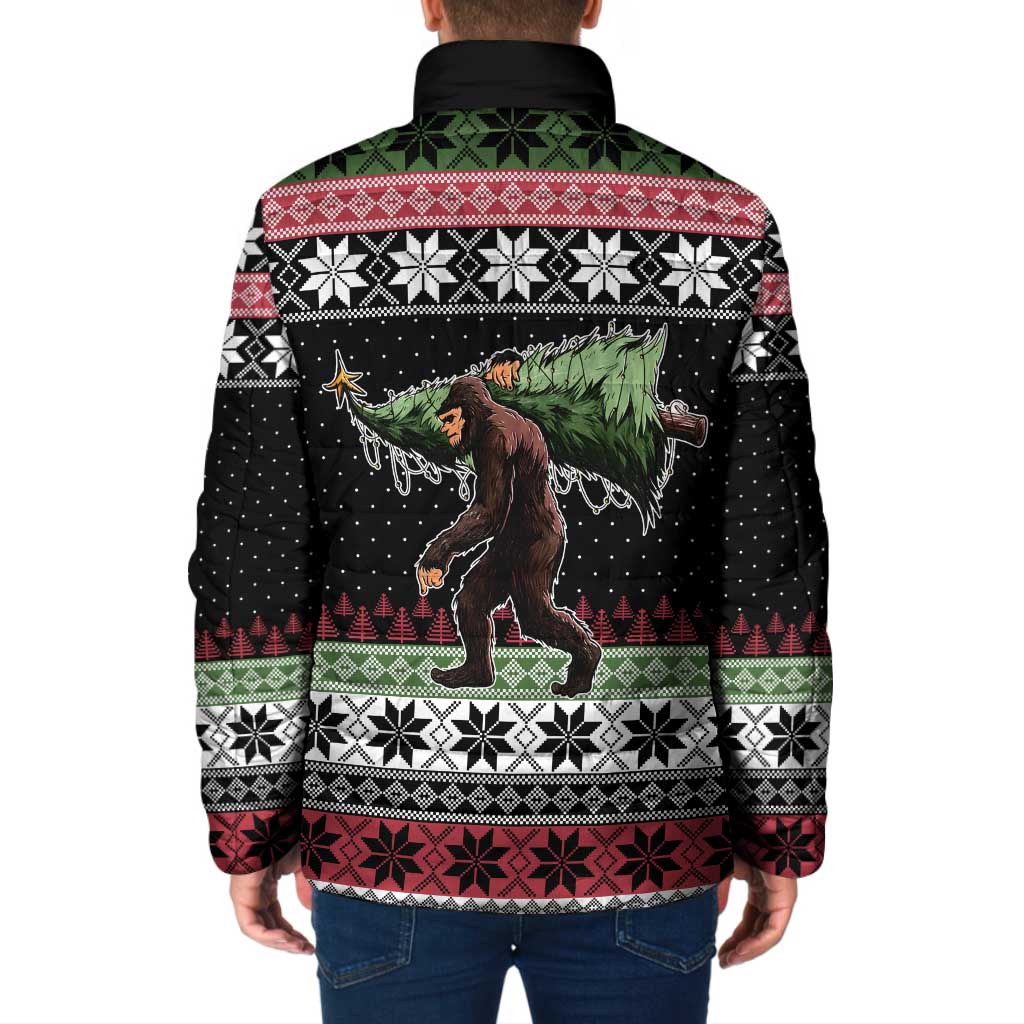 Funny Bigfoot Christmas Padded Jacket Xmas Holiday Patterns - Wonder Print Shop
