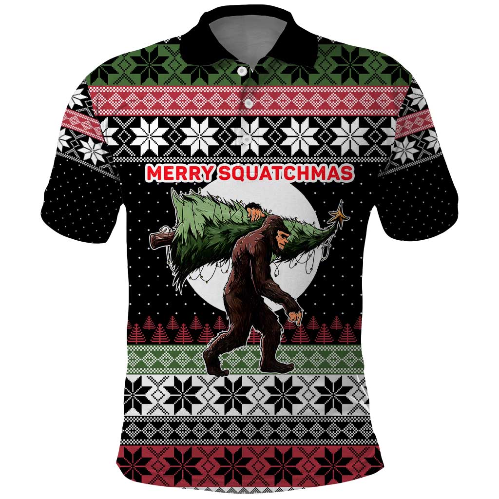 Funny Bigfoot Christmas Polo Shirt Xmas Holiday Patterns - Wonder Print Shop