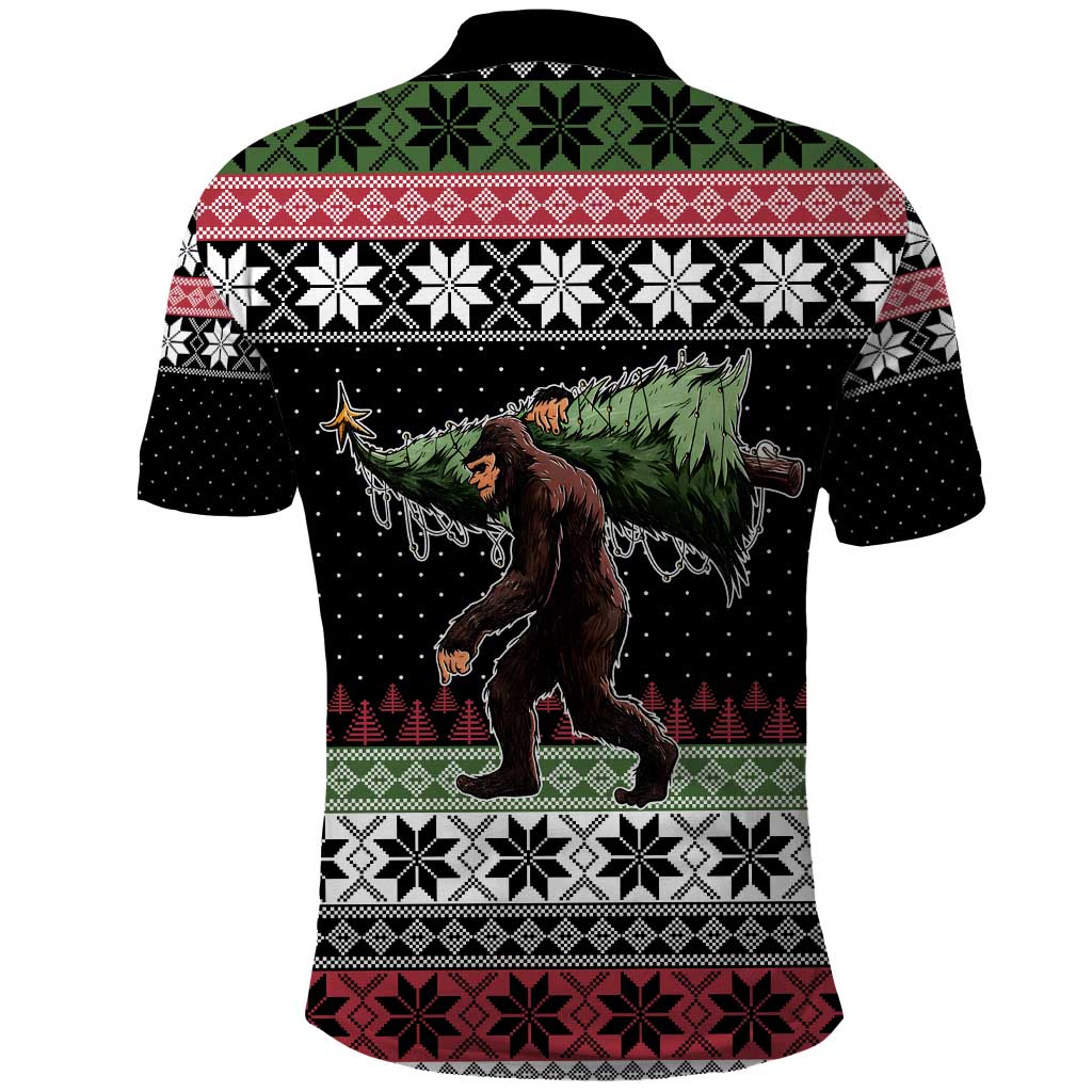 Funny Bigfoot Christmas Polo Shirt Xmas Holiday Patterns - Wonder Print Shop