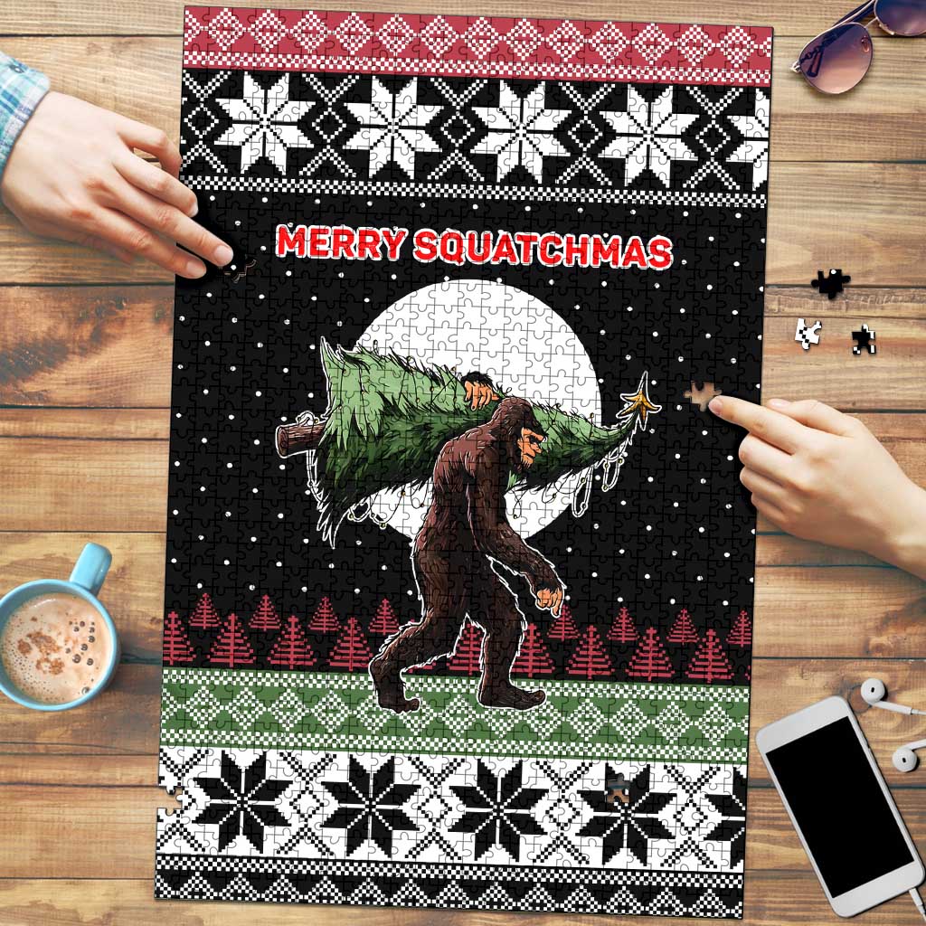 Funny Bigfoot Christmas Puzzle Xmas Holiday Patterns - Wonder Print Shop