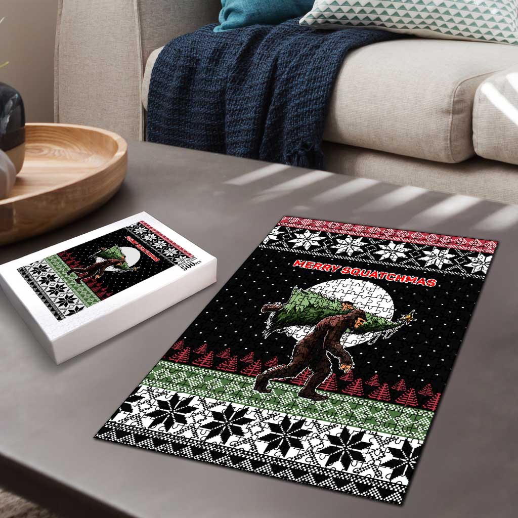 Funny Bigfoot Christmas Puzzle Xmas Holiday Patterns - Wonder Print Shop