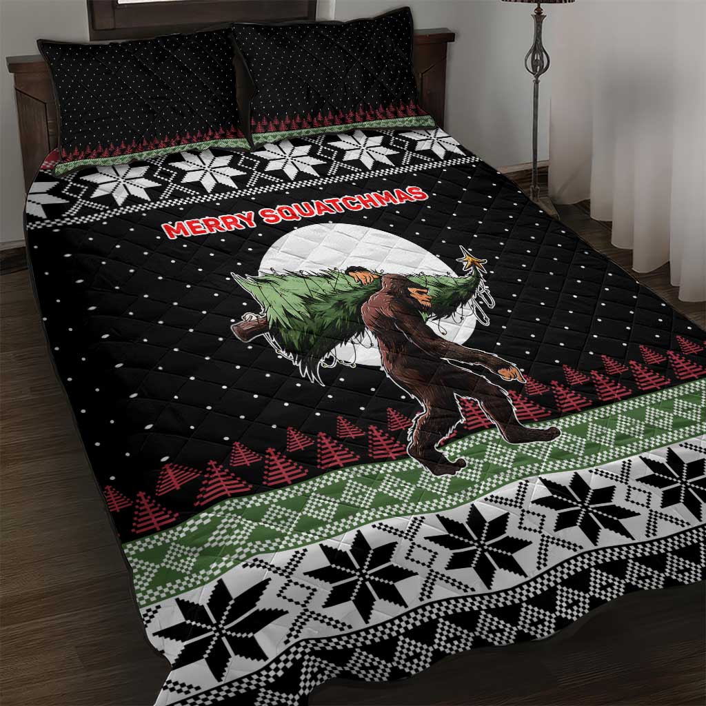 Funny Bigfoot Christmas Quilt Bed Set Xmas Holiday Patterns - Wonder Print Shop
