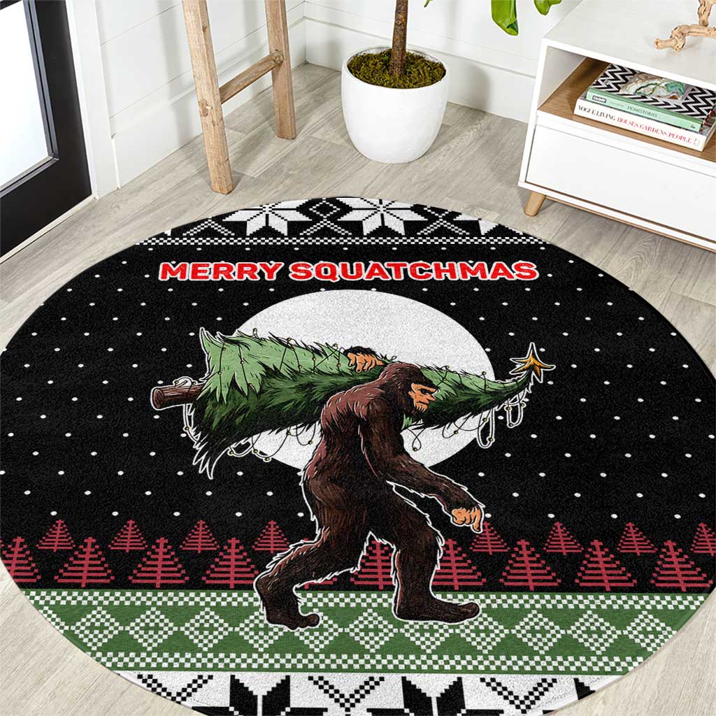 Funny Bigfoot Christmas Round Carpet Xmas Holiday Patterns - Wonder Print Shop