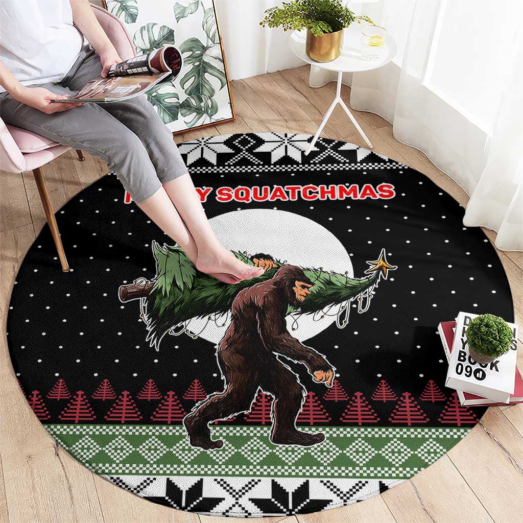 Funny Bigfoot Christmas Round Carpet Xmas Holiday Patterns - Wonder Print Shop