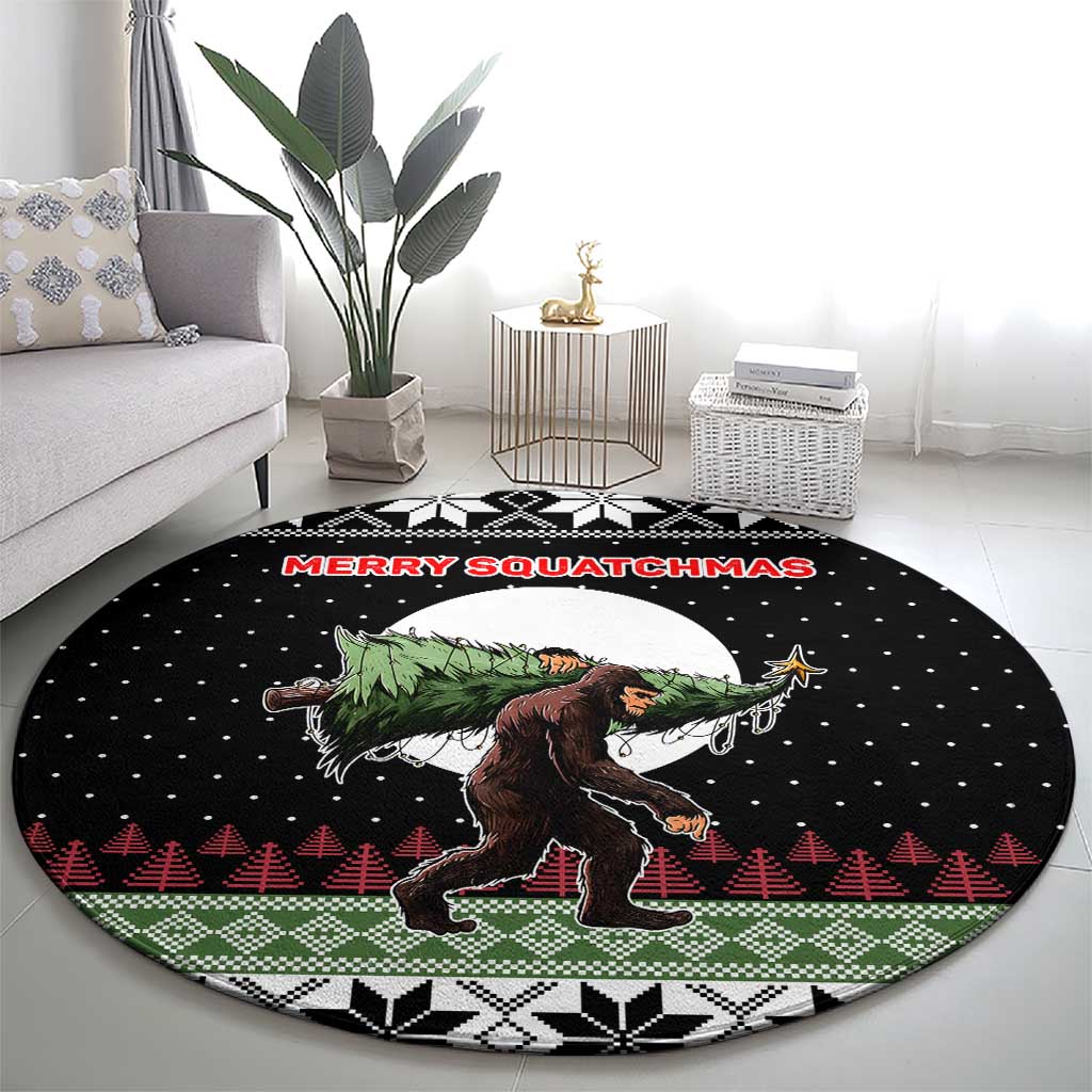 Funny Bigfoot Christmas Round Carpet Xmas Holiday Patterns - Wonder Print Shop