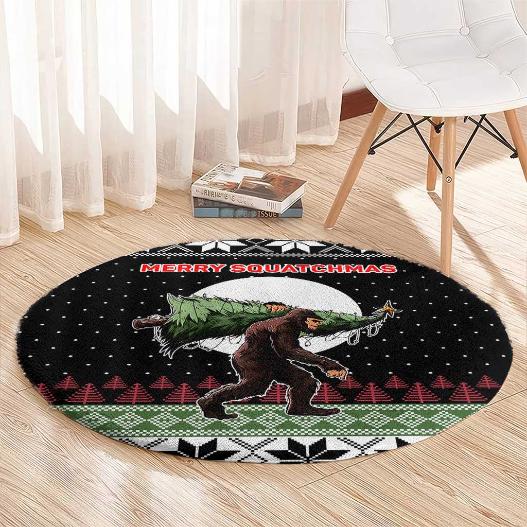 Funny Bigfoot Christmas Round Carpet Xmas Holiday Patterns - Wonder Print Shop