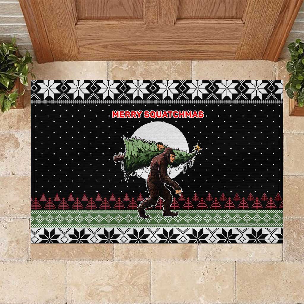 Funny Bigfoot Christmas Rubber Doormat Xmas Holiday Patterns - Wonder Print Shop