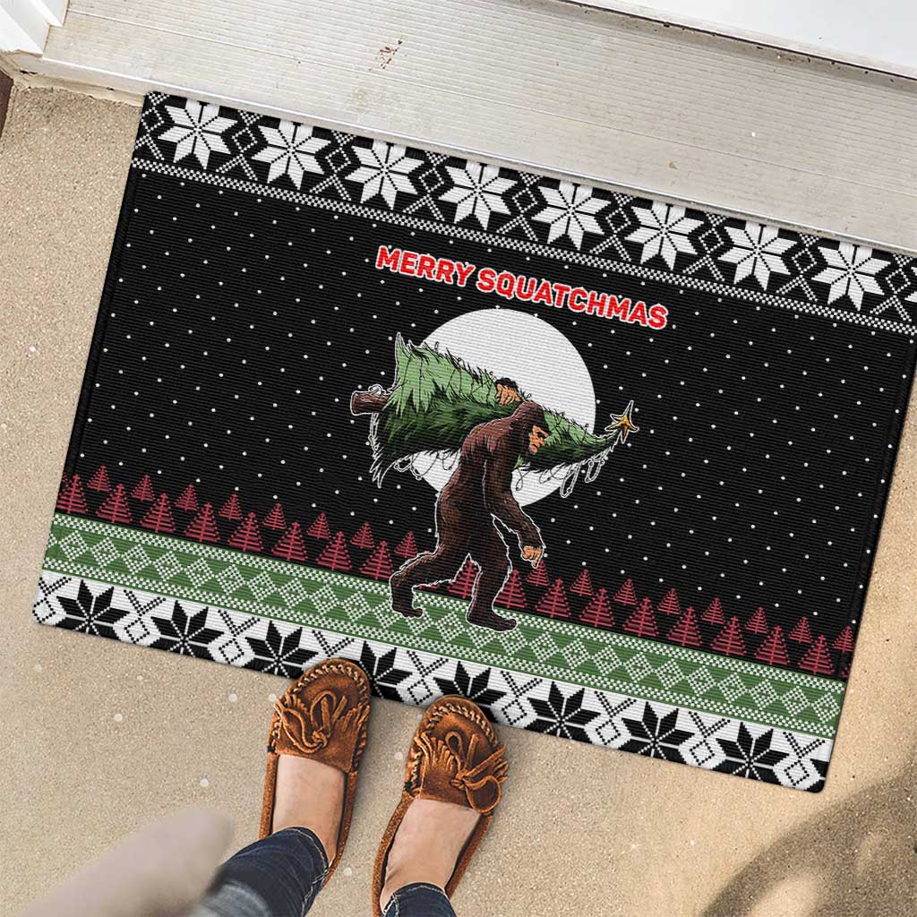 Funny Bigfoot Christmas Rubber Doormat Xmas Holiday Patterns - Wonder Print Shop
