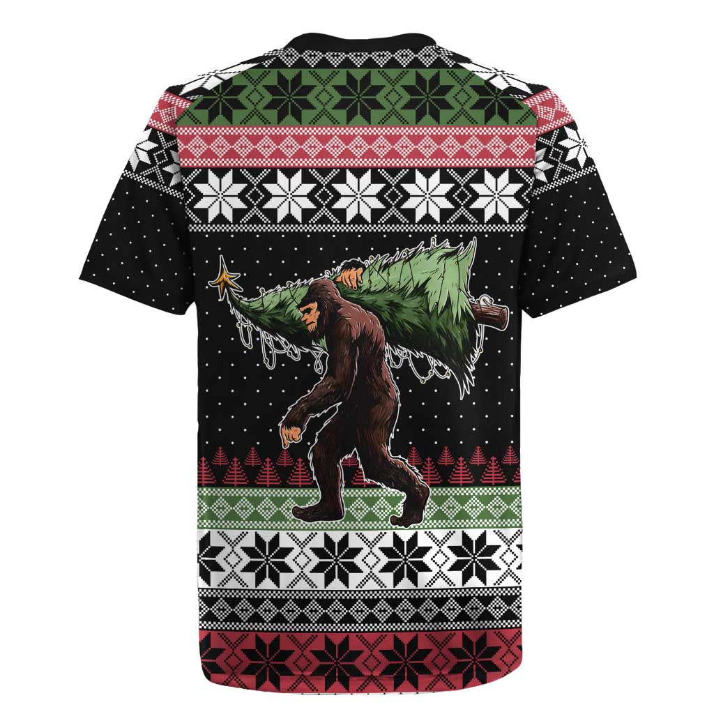 Funny Bigfoot Christmas Rugby Jersey Xmas Holiday Patterns - Wonder Print Shop