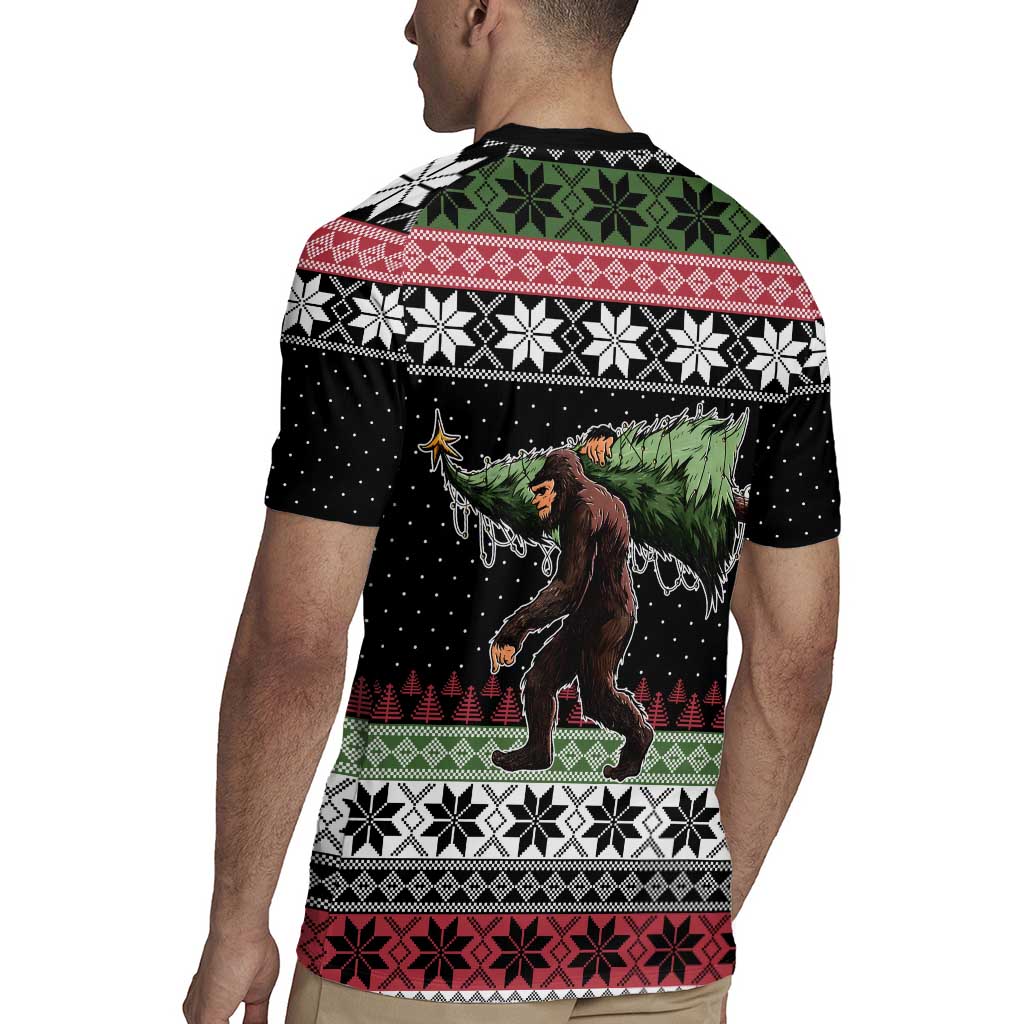 Funny Bigfoot Christmas Rugby Jersey Xmas Holiday Patterns - Wonder Print Shop