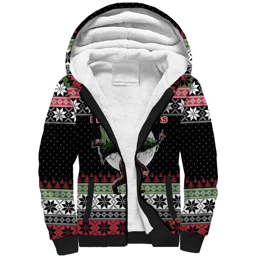 Funny Bigfoot Christmas Sherpa Hoodie Xmas Holiday Patterns - Wonder Print Shop