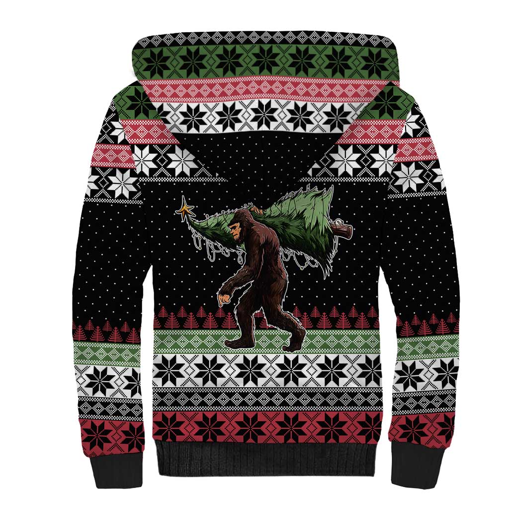 Funny Bigfoot Christmas Sherpa Hoodie Xmas Holiday Patterns - Wonder Print Shop