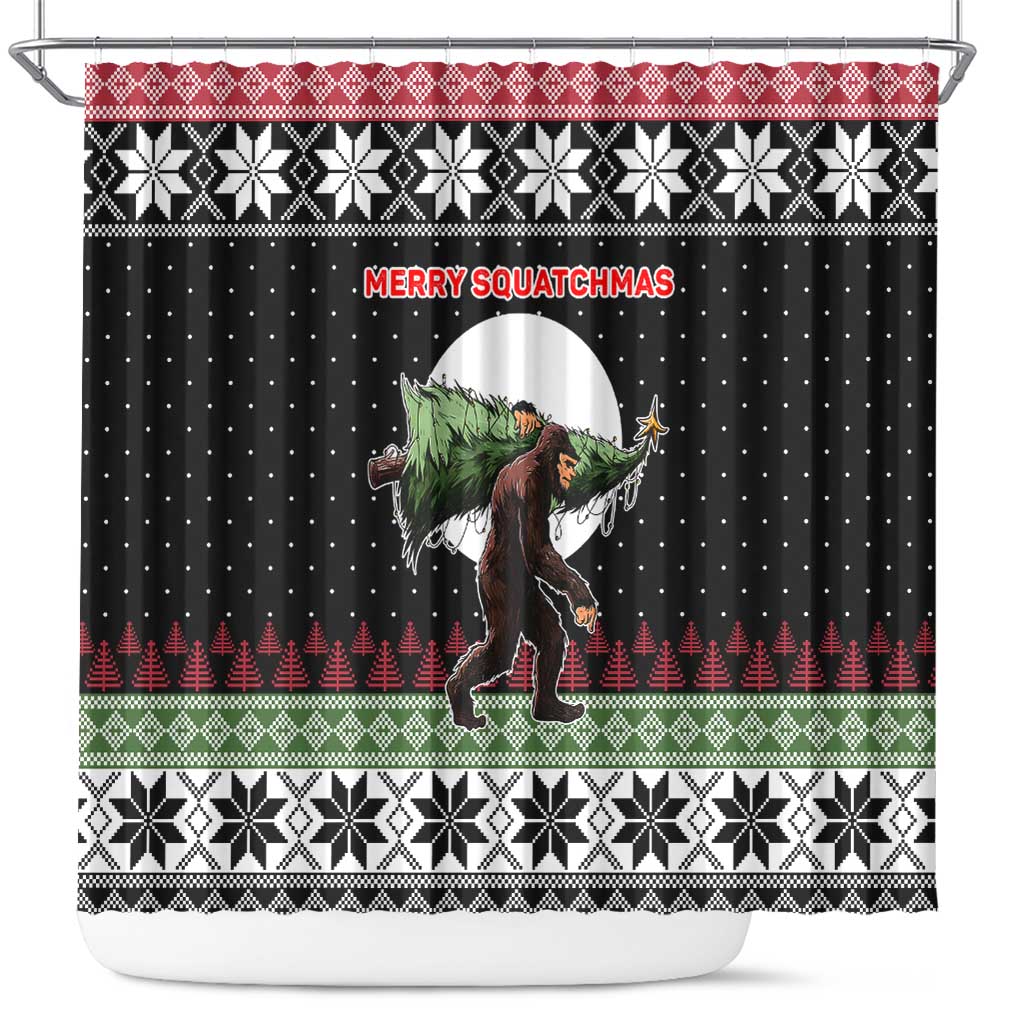Funny Bigfoot Christmas Shower Curtain Xmas Holiday Patterns - Wonder Print Shop