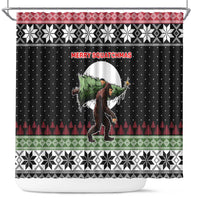 Funny Bigfoot Christmas Shower Curtain Xmas Holiday Patterns - Wonder Print Shop