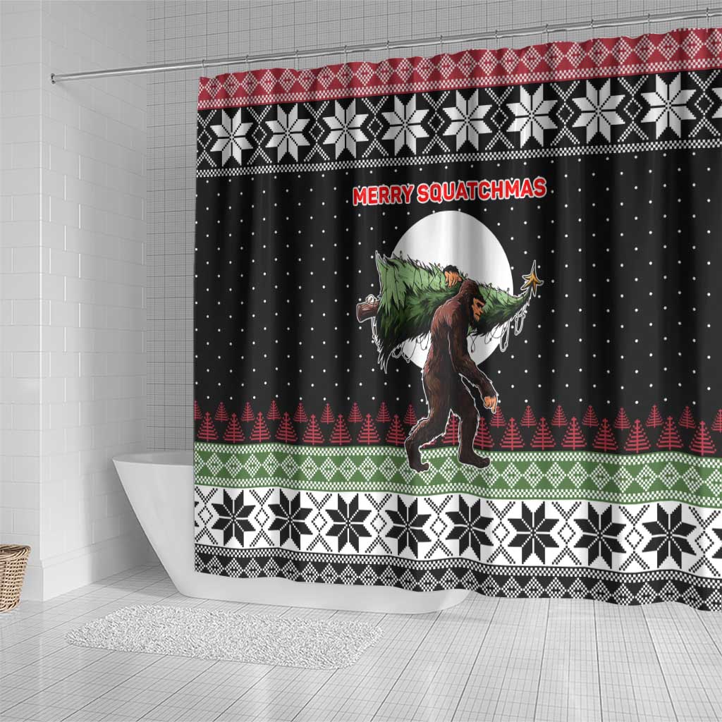 Funny Bigfoot Christmas Shower Curtain Xmas Holiday Patterns - Wonder Print Shop