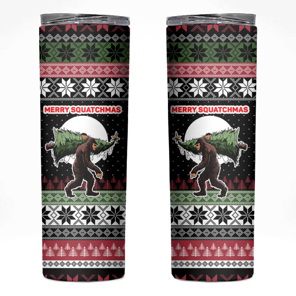 Funny Bigfoot Christmas Skinny Tumbler Xmas Holiday Patterns - Wonder Print Shop