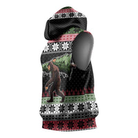 Funny Bigfoot Christmas Sleeveless Hoodie Xmas Holiday Patterns - Wonder Print Shop