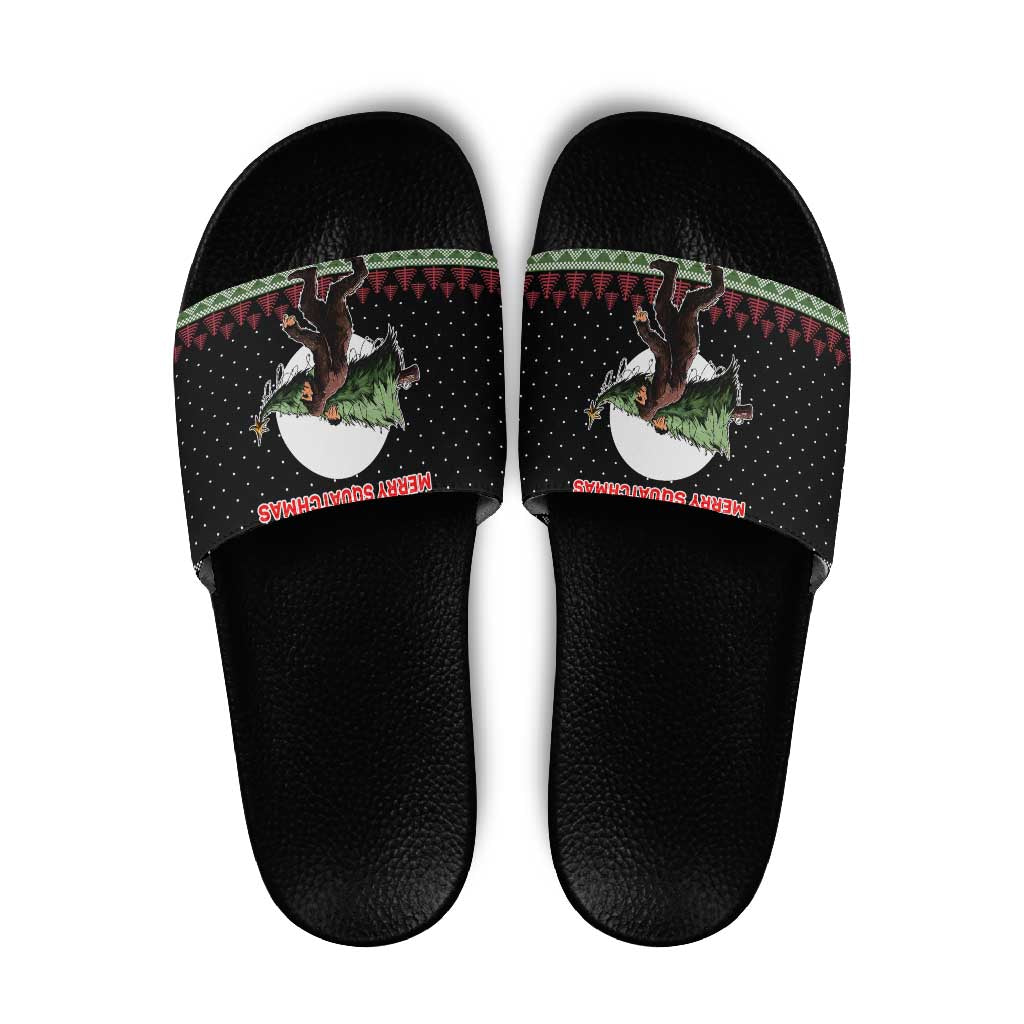 Funny Bigfoot Christmas Slide Sandals Xmas Holiday Patterns - Wonder Print Shop