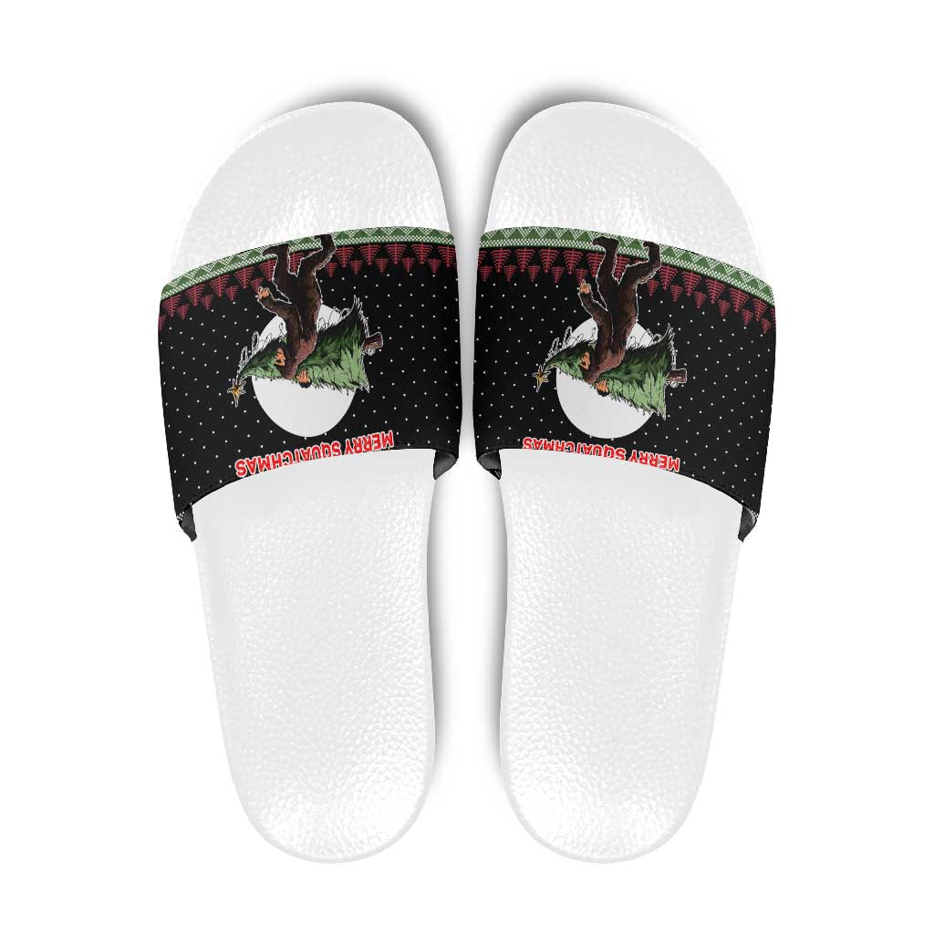 Funny Bigfoot Christmas Slide Sandals Xmas Holiday Patterns - Wonder Print Shop