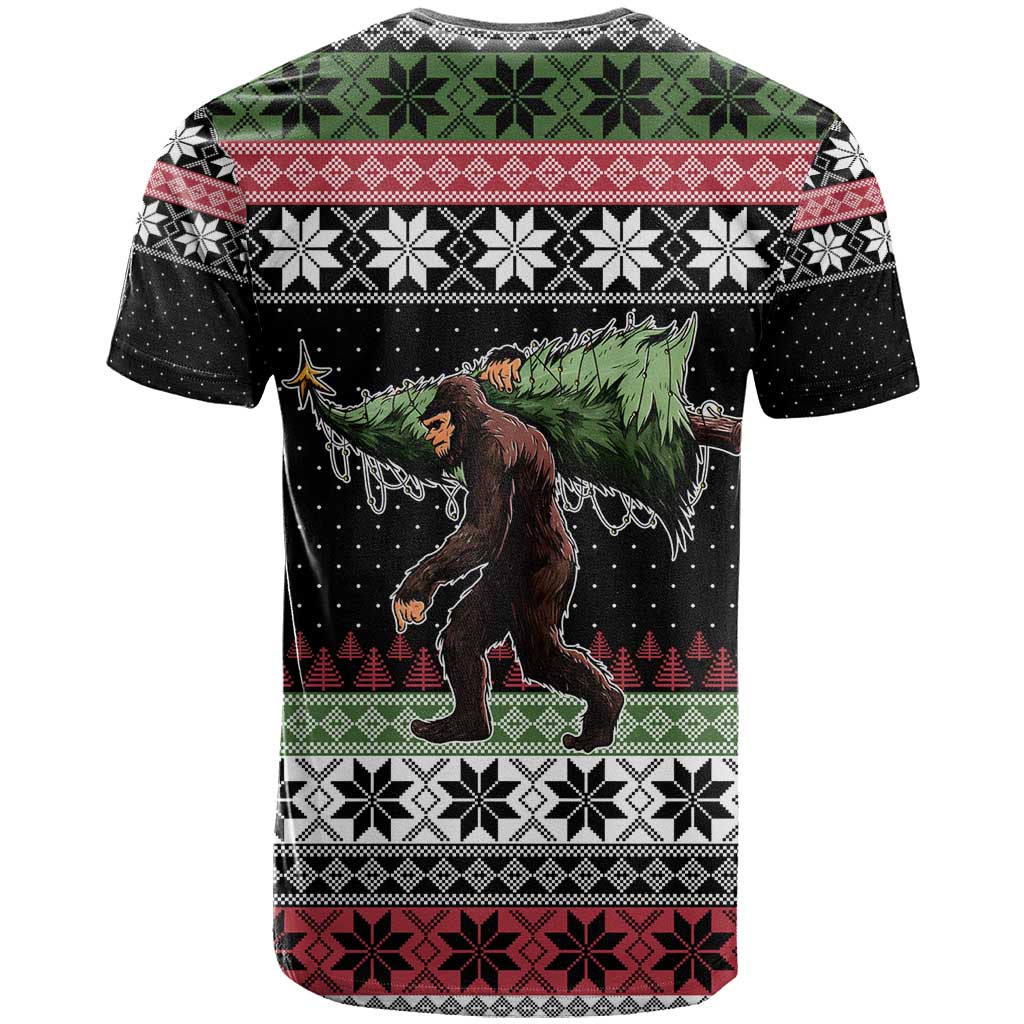 Funny Bigfoot Christmas T Shirt Xmas Holiday Patterns - Wonder Print Shop