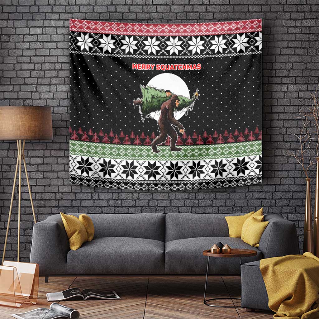 Funny Bigfoot Christmas Tapestry Xmas Holiday Patterns - Wonder Print Shop