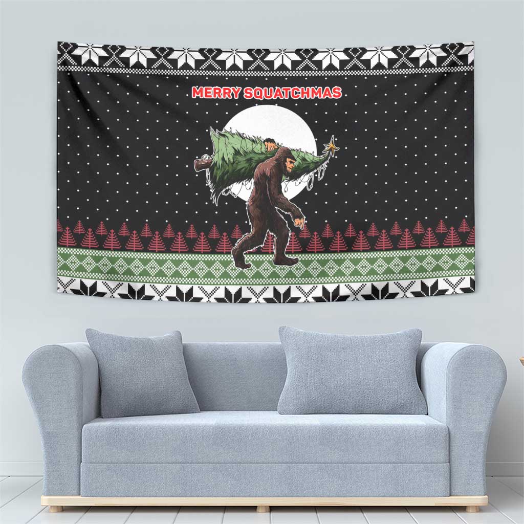 Funny Bigfoot Christmas Tapestry Xmas Holiday Patterns - Wonder Print Shop