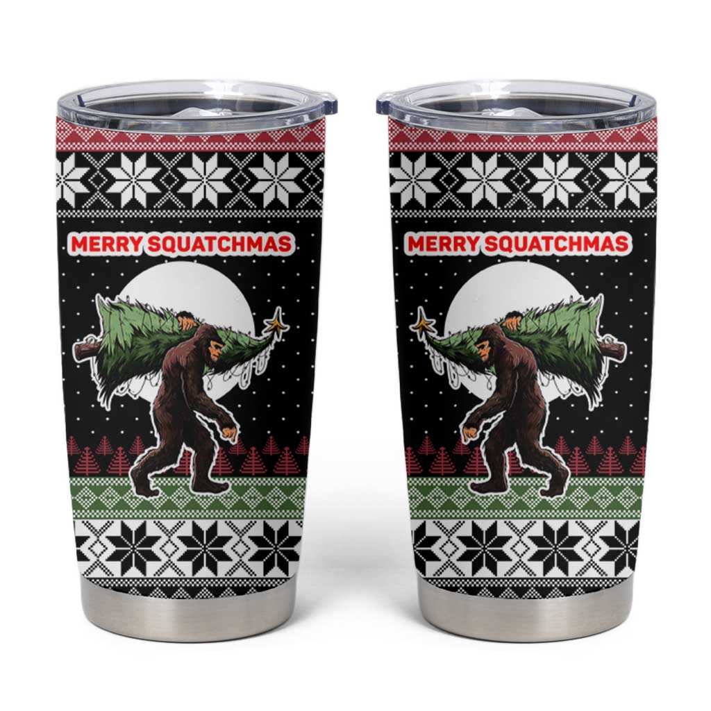 Funny Bigfoot Christmas Tumbler Cup Xmas Holiday Patterns - Wonder Print Shop