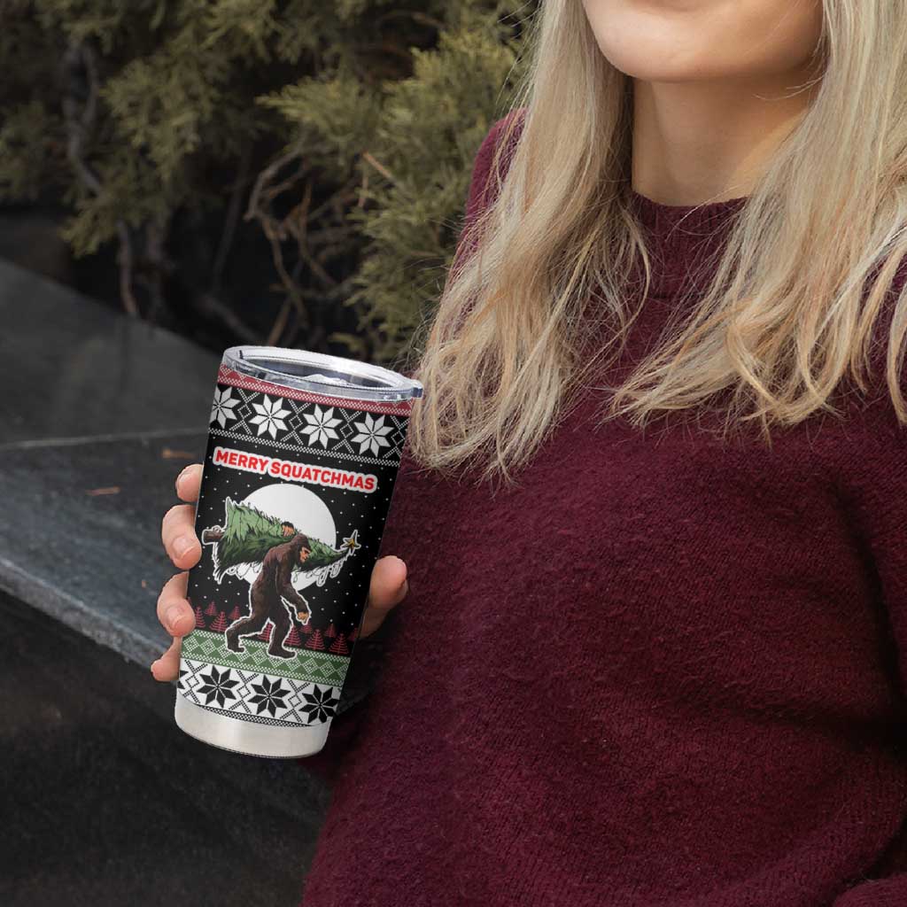 Funny Bigfoot Christmas Tumbler Cup Xmas Holiday Patterns - Wonder Print Shop
