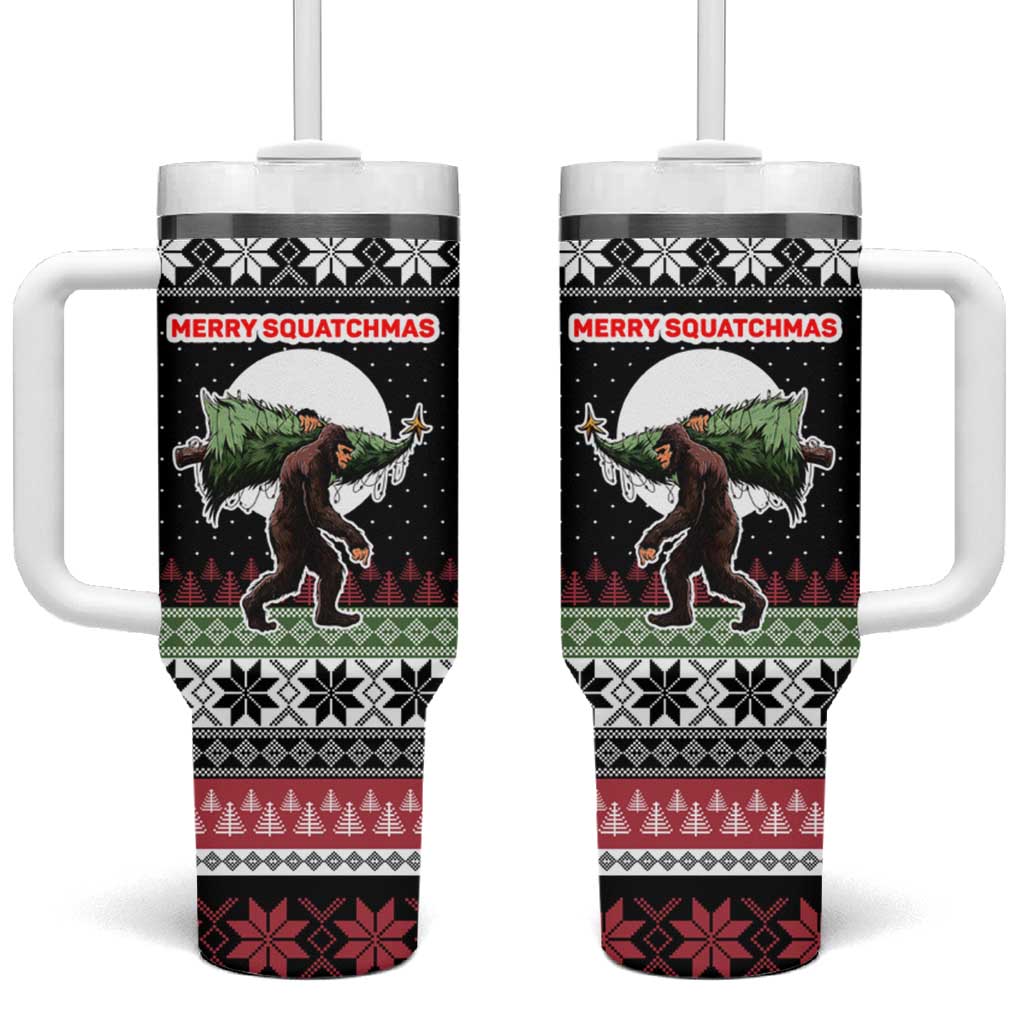Funny Bigfoot Christmas Tumbler With Handle Xmas Holiday Patterns - Wonder Print Shop