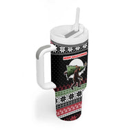 Funny Bigfoot Christmas Tumbler With Handle Xmas Holiday Patterns - Wonder Print Shop
