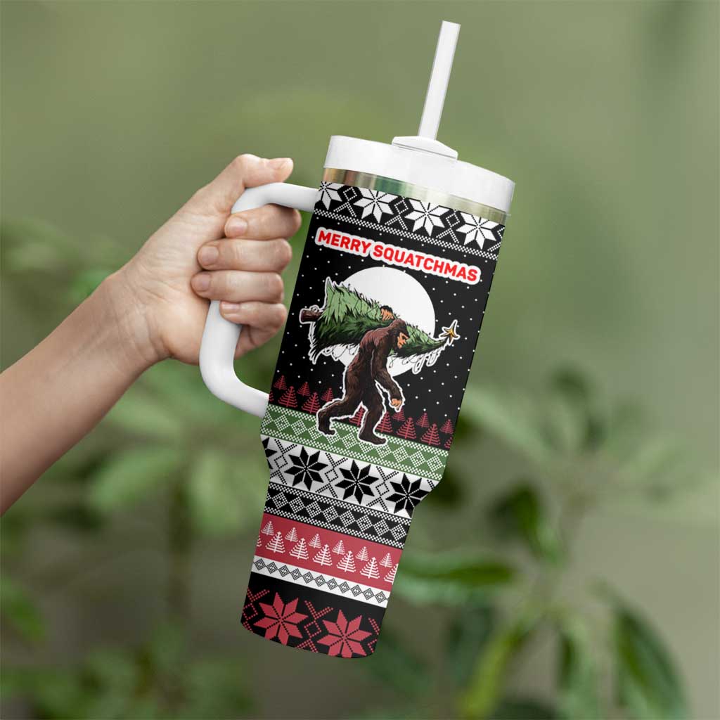 Funny Bigfoot Christmas Tumbler With Handle Xmas Holiday Patterns - Wonder Print Shop