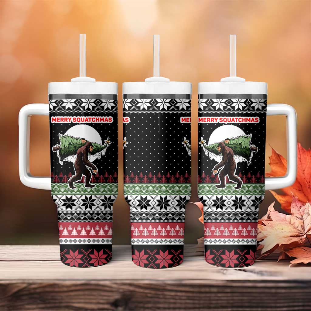 Funny Bigfoot Christmas Tumbler With Handle Xmas Holiday Patterns - Wonder Print Shop