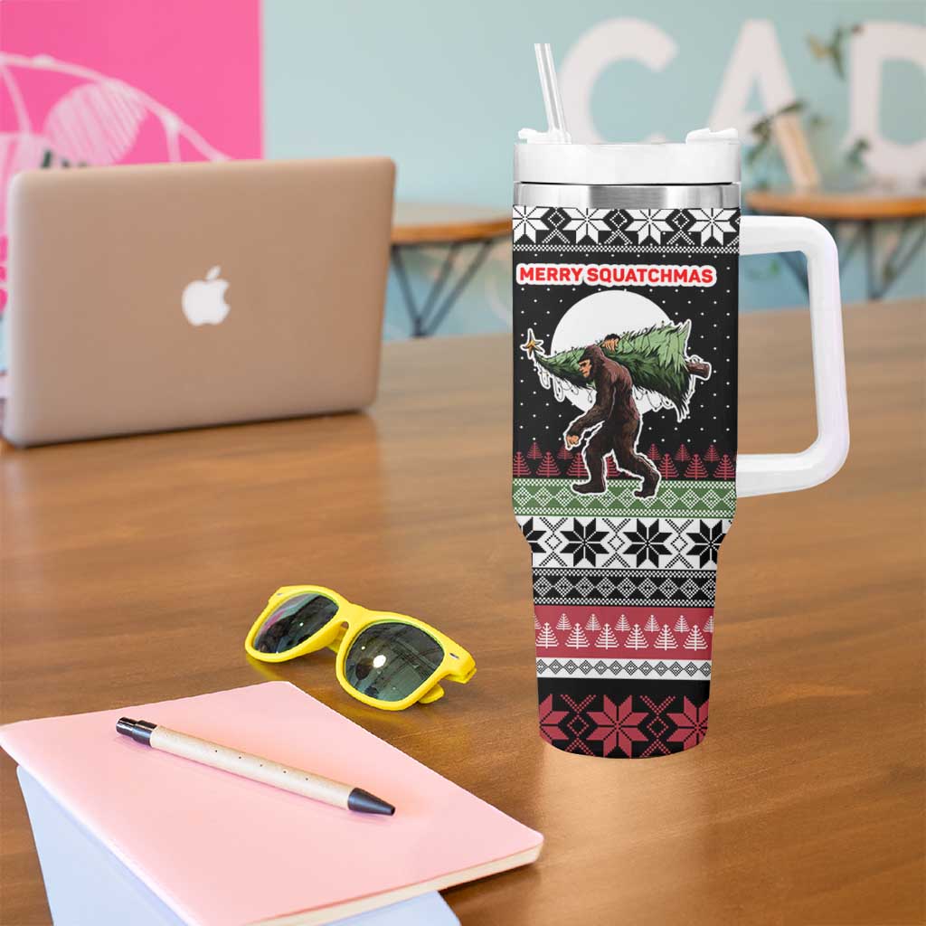 Funny Bigfoot Christmas Tumbler With Handle Xmas Holiday Patterns - Wonder Print Shop