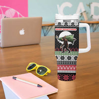 Funny Bigfoot Christmas Tumbler With Handle Xmas Holiday Patterns - Wonder Print Shop