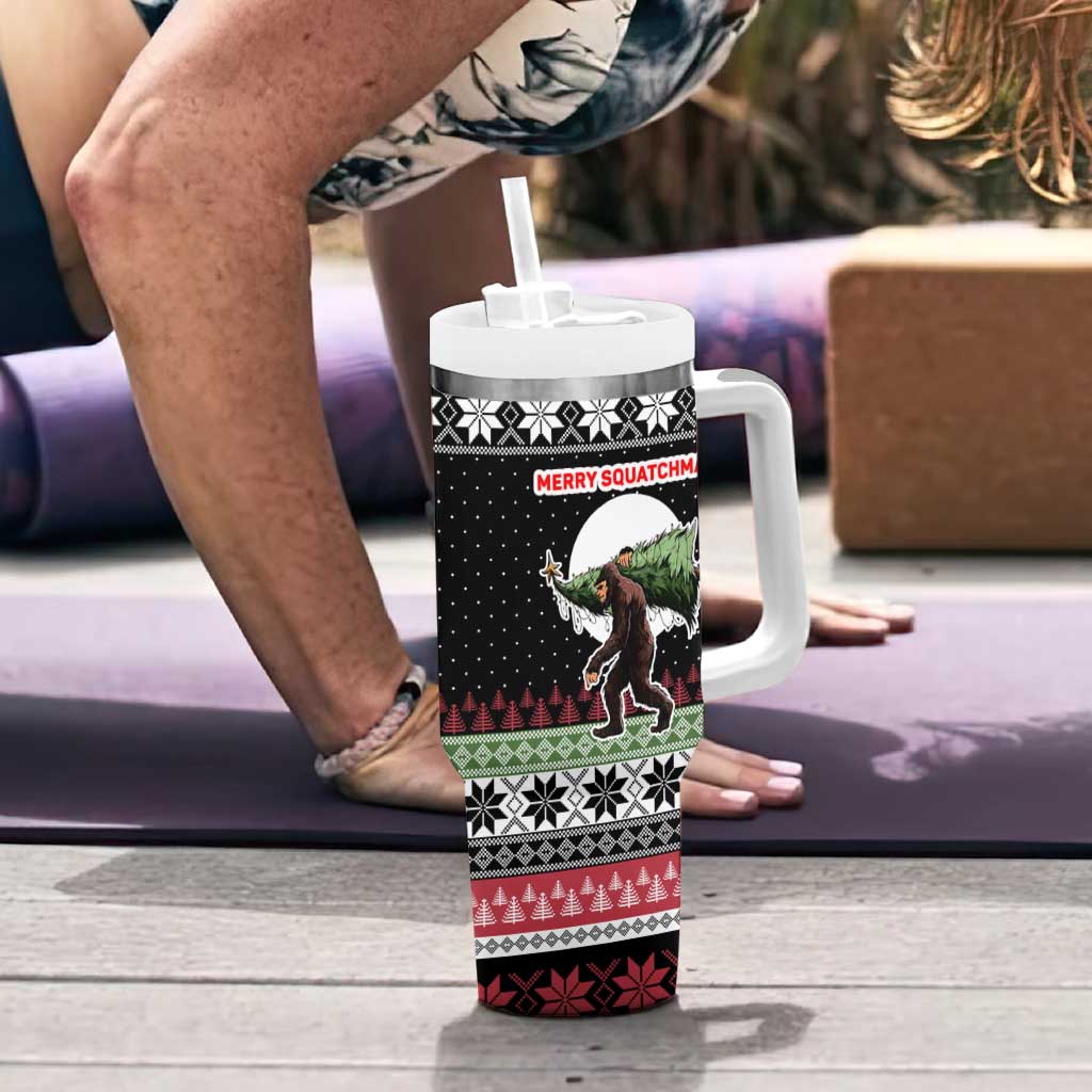 Funny Bigfoot Christmas Tumbler With Handle Xmas Holiday Patterns - Wonder Print Shop