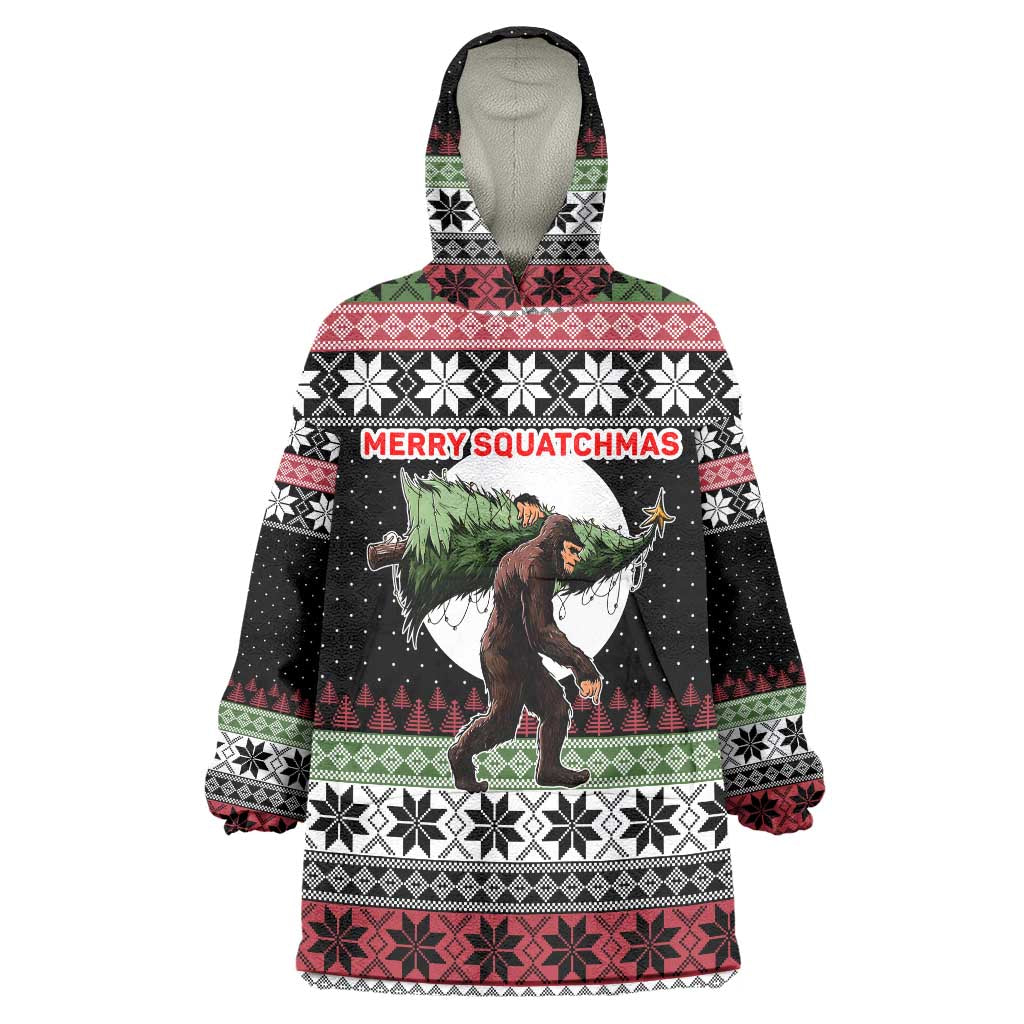 Funny Bigfoot Christmas Wearable Blanket Hoodie Xmas Holiday Patterns - Wonder Print Shop