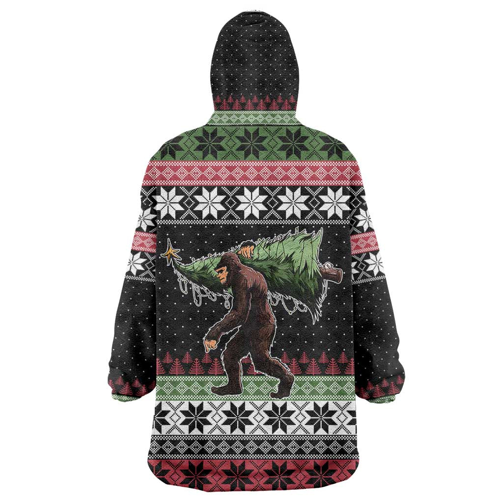 Funny Bigfoot Christmas Wearable Blanket Hoodie Xmas Holiday Patterns - Wonder Print Shop
