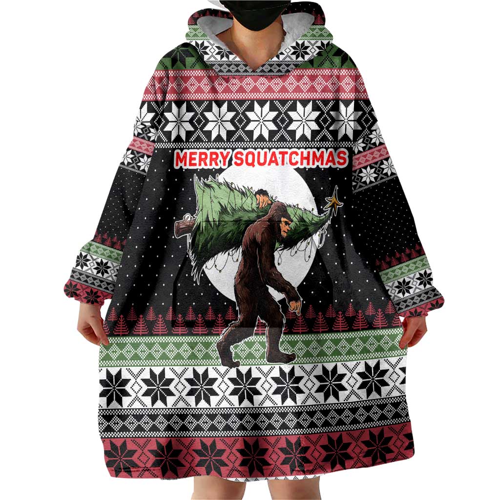 Funny Bigfoot Christmas Wearable Blanket Hoodie Xmas Holiday Patterns - Wonder Print Shop